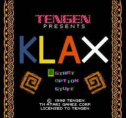Klax title screen for NES